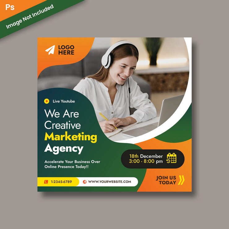 Seminario web en vivo y plantilla de redes sociales corporativas