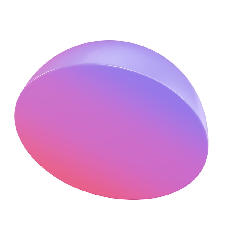 PSD semisfera de forma abstrata 3d abstrato aleatório geométrico realista rosa brilhante e gradiente lilás