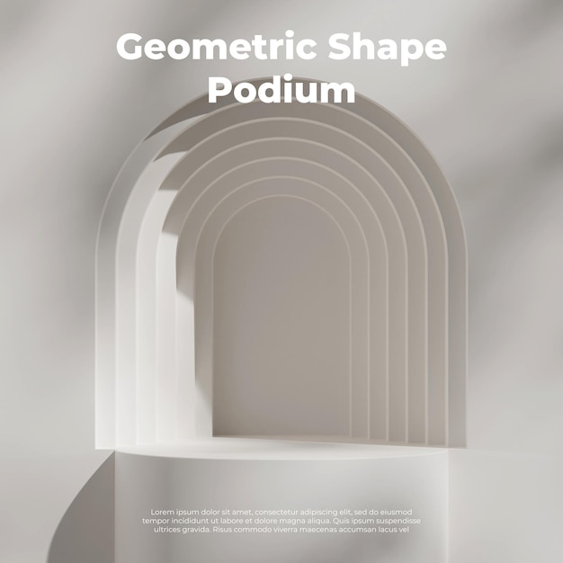 Semplice arco minimo nel podio a parete Mockup di rendering 3d in piazza con ombra leggera gobo
