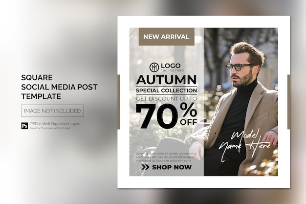 Semplice post di social media quadrato o modello di banner per la promozione del nuovo prodotto di arrivo
