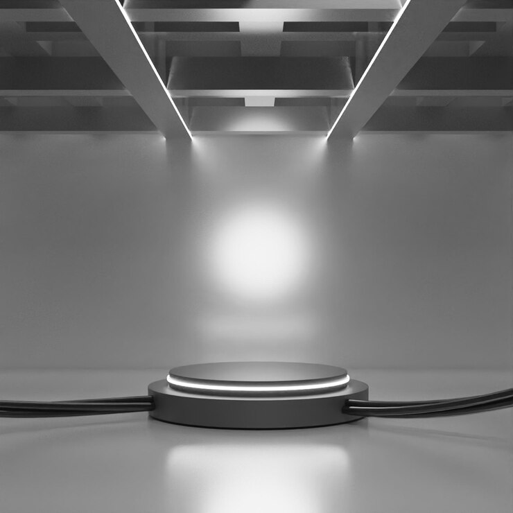 PSD semplice rendering 3d podio nero vuoto su sfondo grigio