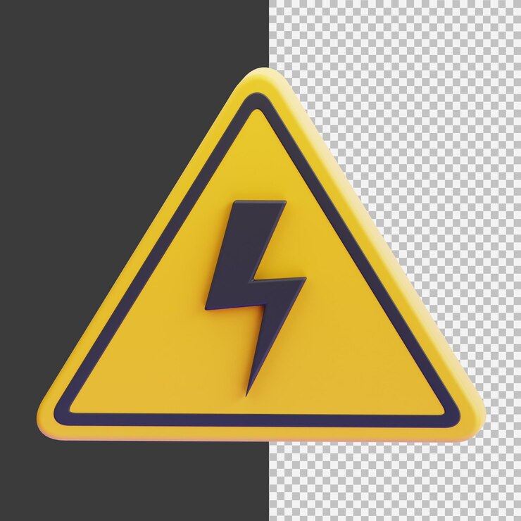PSD señal de advertencia de peligro eléctrico representada en 3d