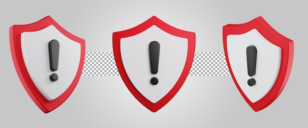 Señal de advertencia de protección de seguridad de escudo de peligro de peligro aislado sobre fondo transparente 3D Render