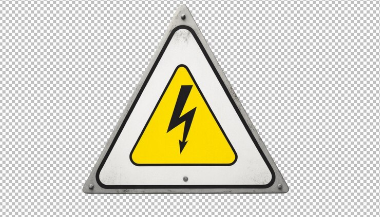 PSD señal amarilla triangular aviso de seguridad de peligro de electricidad de alta tensión