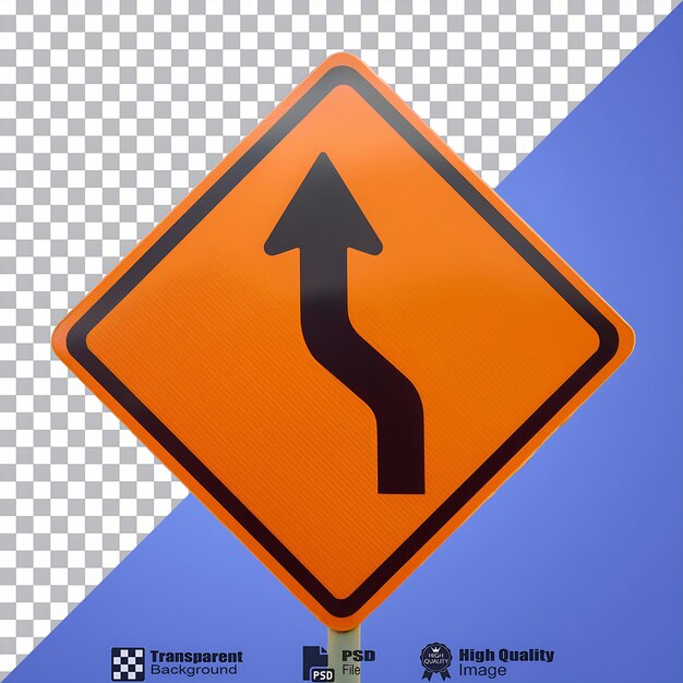 Señal de carretera de curva aguda aislada sobre un fondo transparente