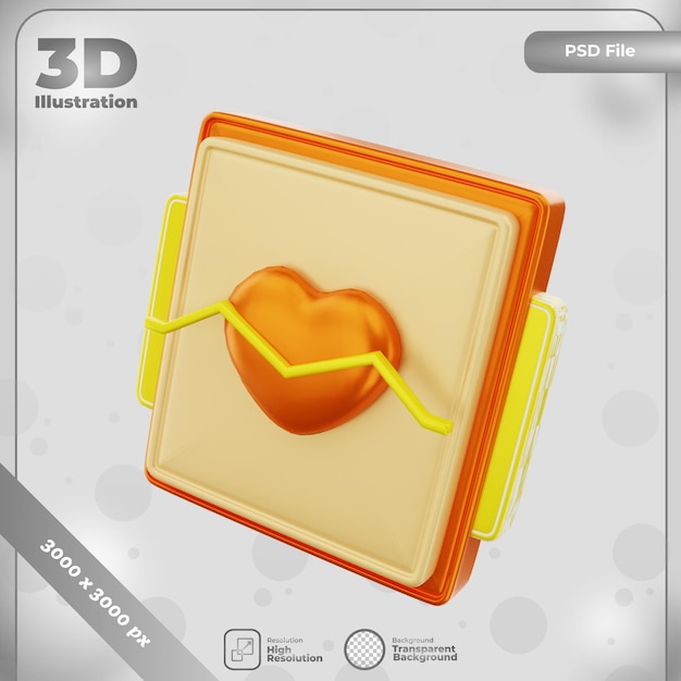 PSD señal de corazón de icono de render 3d