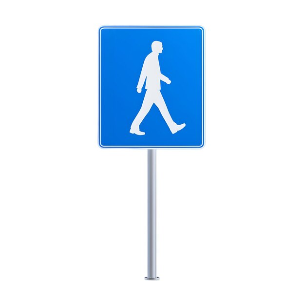 Señal de cruce peatonal Tabla de seguridad vial azul con icono de caminar para el control de tráfico