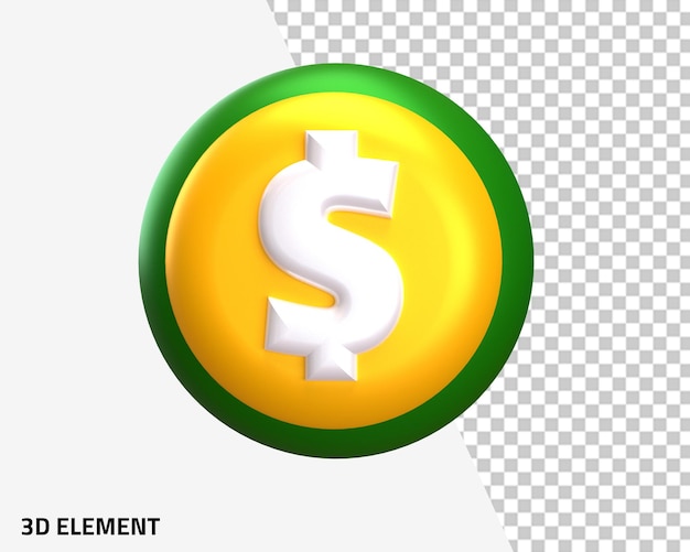 Señal de dólar moneda moneda 3d etiqueta de compras de divisas