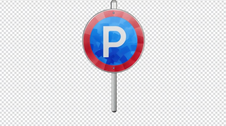 PSD señal de estacionamiento aislada en un fondo transparente para su uso en varios proyectos de diseño