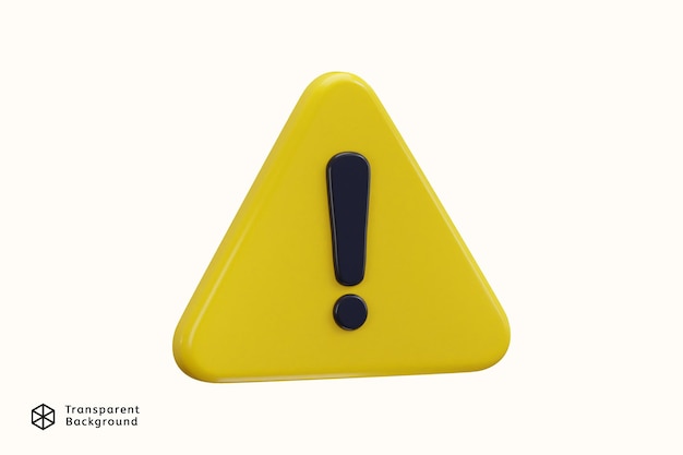 señal de exclamación advertencia o mensaje de riesgo de peligro icono de problema renderización 3d
