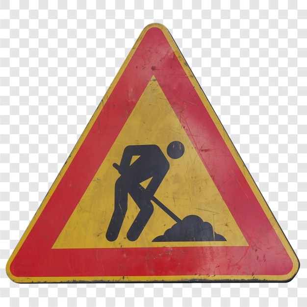 Señal de obras de carretera con espacio de copia transparente