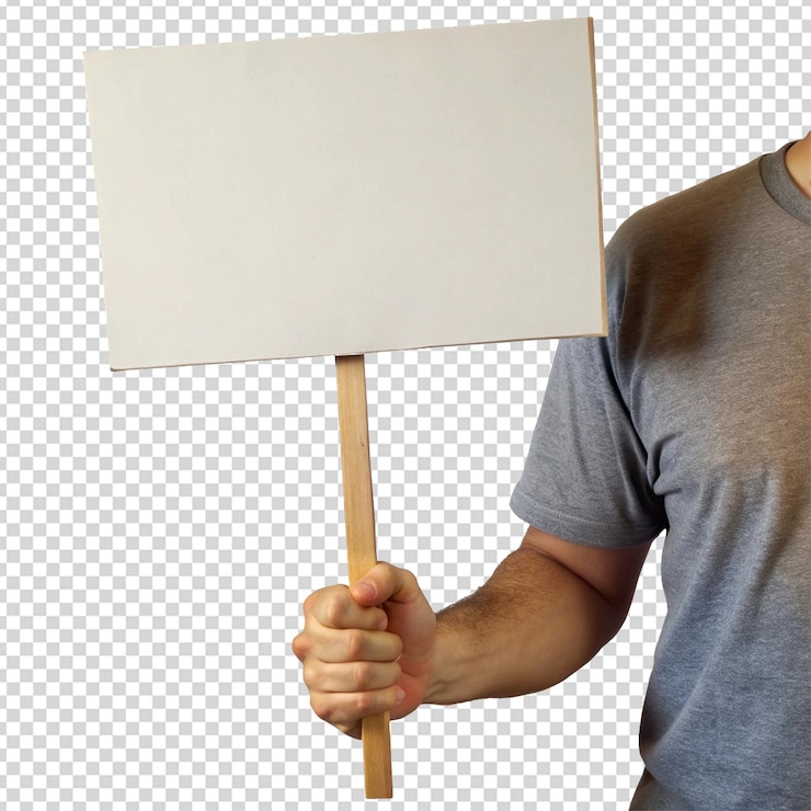 PSD señal de protesta en blanco con la mano aislada sobre un fondo blanco