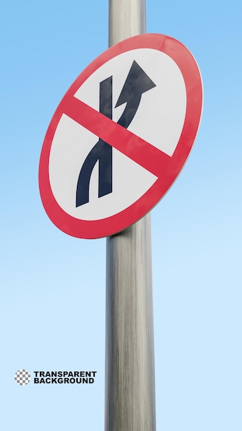 Señal que prohíbe el cambio de carril 3d render