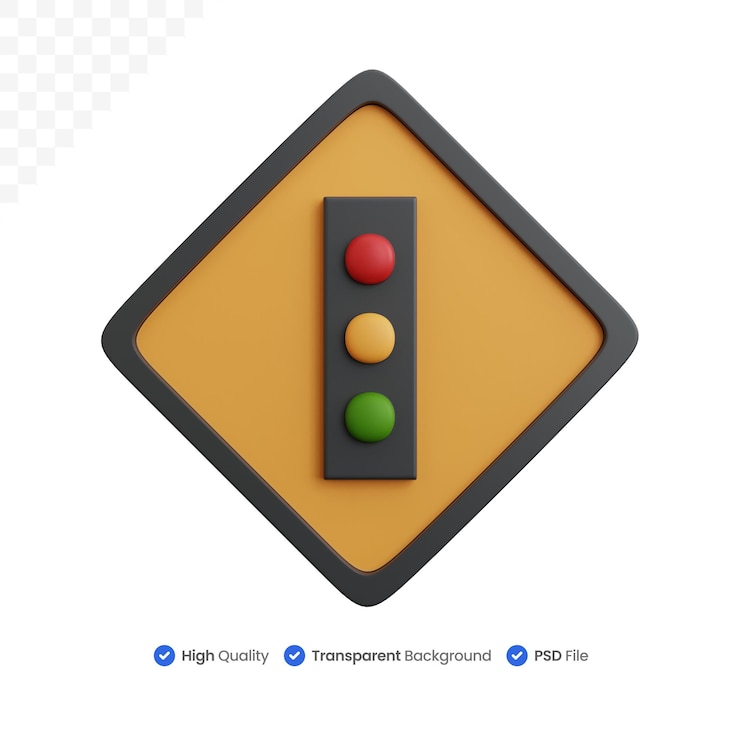 PSD señal de semáforo de representación 3d aislada