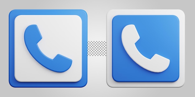 PSD señal de teléfono azul y blanca sobre fondo transparente. renderizado 3d