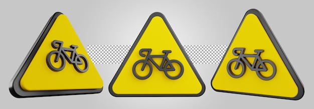 Señal de tráfico de carril bici aislada sobre fondo transparente 3D Render
