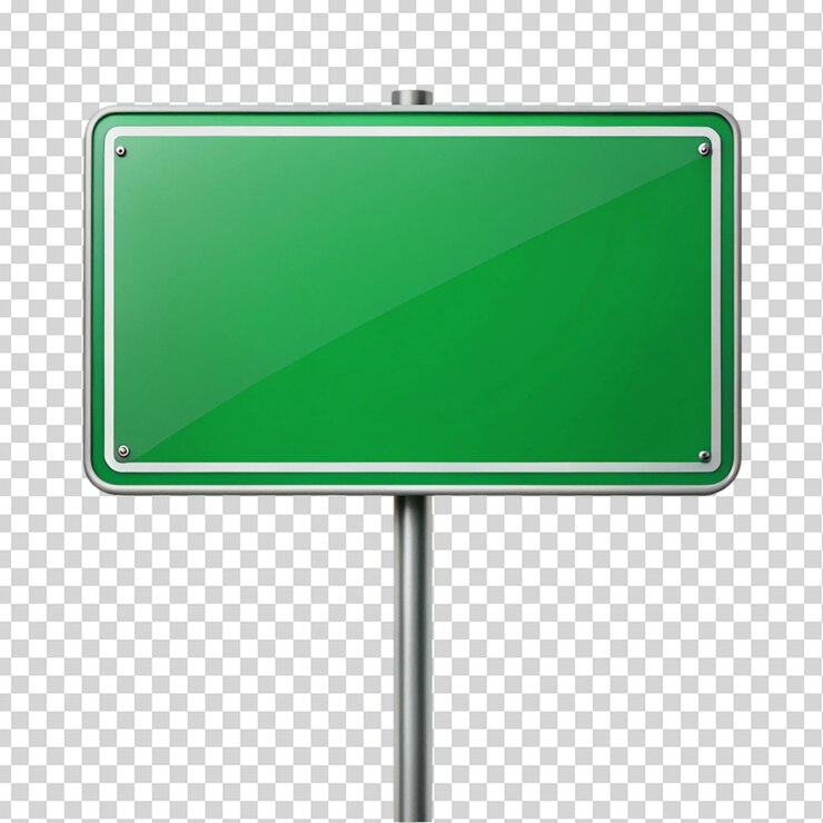 PSD señal de tráfico verde en blanco aislada sobre un fondo transparente