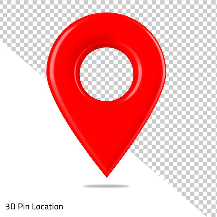 PSD señal de ubicación con una sombra en el render 3d de fondo blanco
