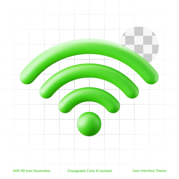 señal wifi símbolo de internet interfaz de usuario icono de ilustración 3d color editable aislado