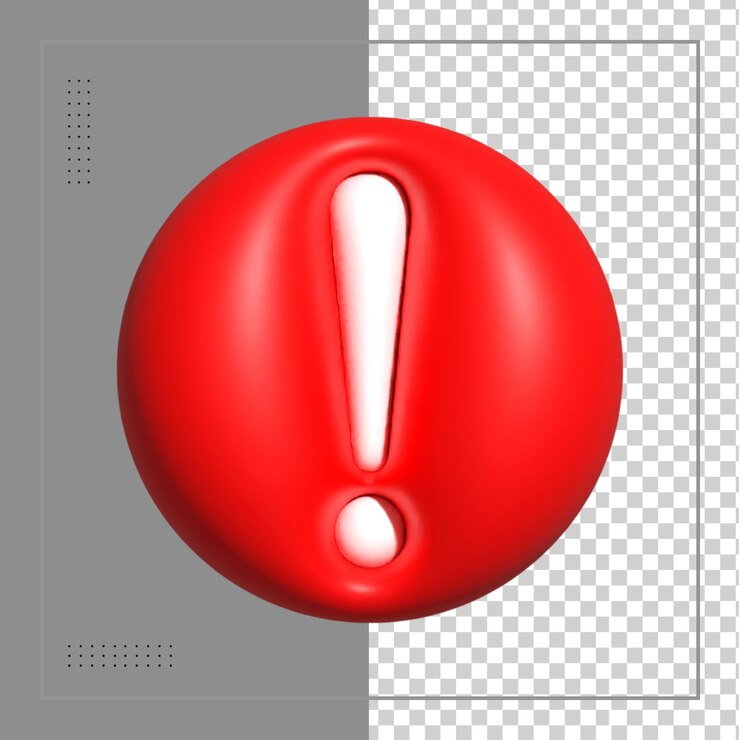 PSD señales de alerta o advertencia representación 3d de alerta aislada en un fondo transparente