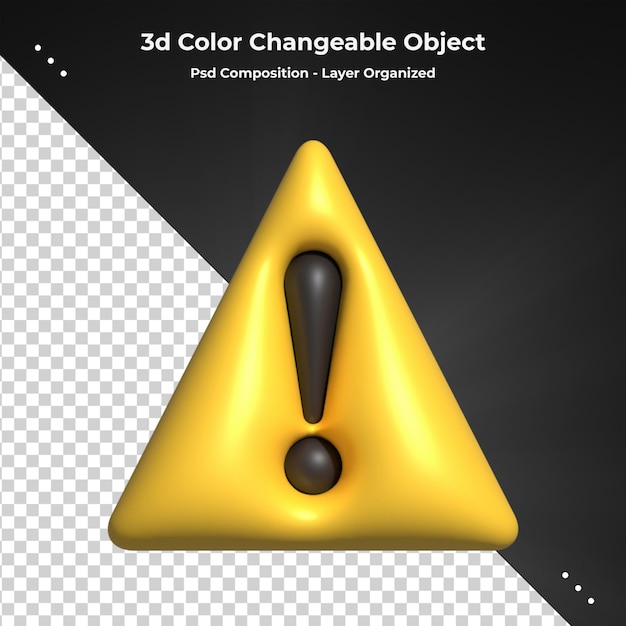 PSD señales de alerta o advertencia representación 3d de alerta aislada en un fondo transparente