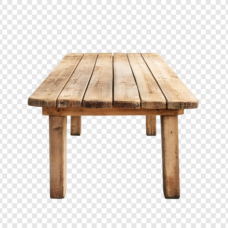 PSD una sencilla mesa de madera aislada sobre un fondo transparente