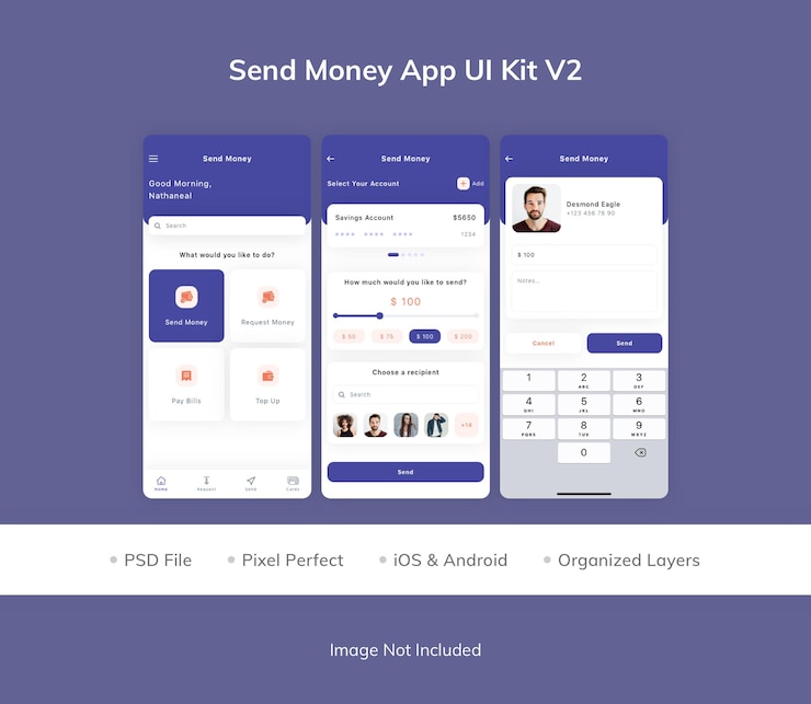PSD send money app ui-kit v2