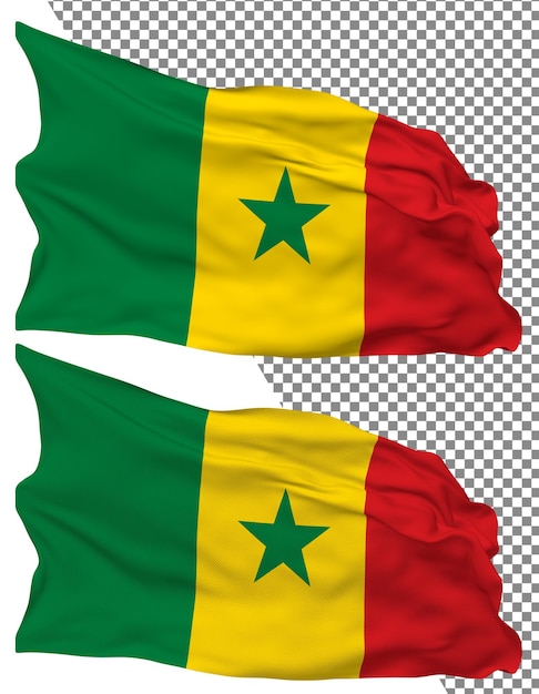 senegal flag wave isolated plain bump texture transparent background 3d rendering