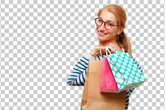 Senior Belle Femme Avec Des Sacs à Provisions