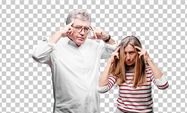 Senior cool husband and wife With a confused and thoughtful look