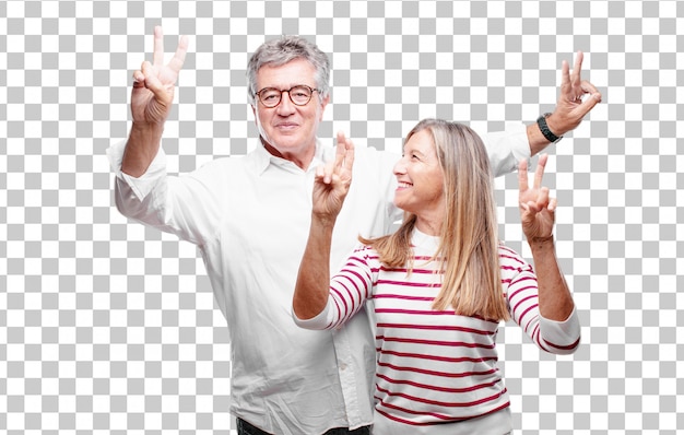 Senior marido y mujer cool con una expresión orgullosa, feliz y segura