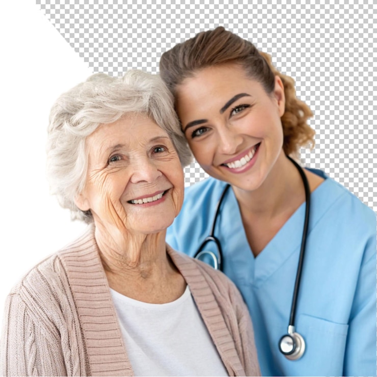 PSD senior mit ihrer krankenschwester