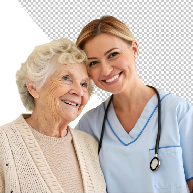 PSD senior mit ihrer krankenschwester