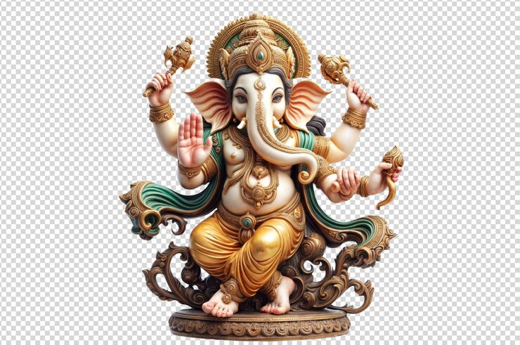 PSD el señor ganesha chaturthi en un fondo transparente