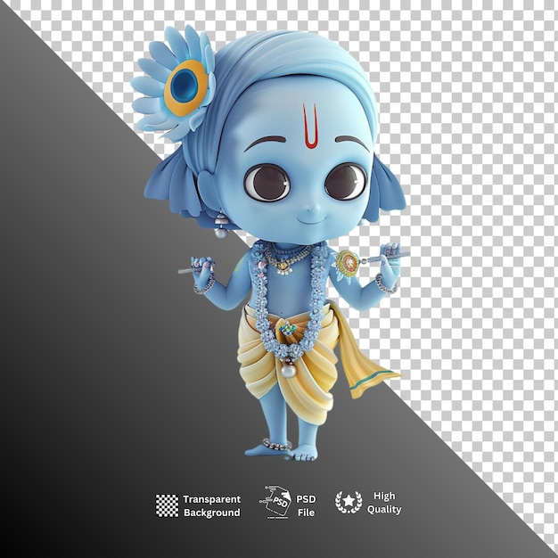 El Señor Krishna aislado en un fondo transparente