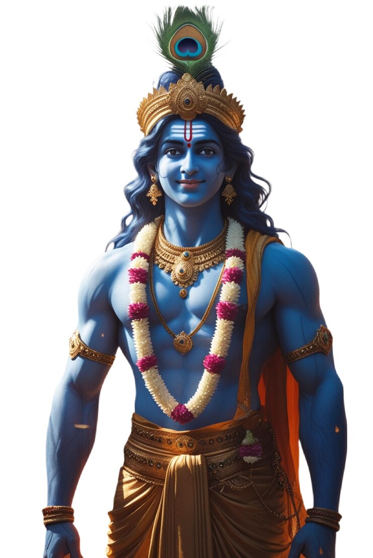 PSD el señor krishna una representación divina en estilo de dibujos animados en 3d