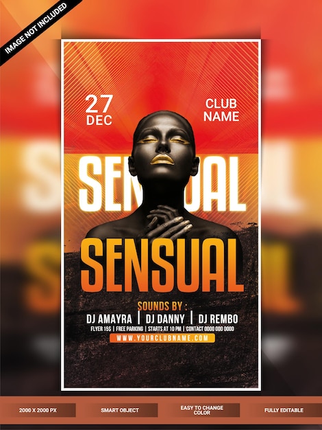 Sensual plantilla de volante de fiesta de club nocturno o banner web de instagram