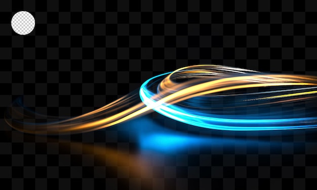 Sentiers lumineux colorés sur un fond transparent foncé