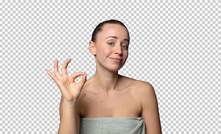 PSD sentir-se feliz, relaxado e satisfeito, mostrar aprovação com um gesto de "ok", sorrir