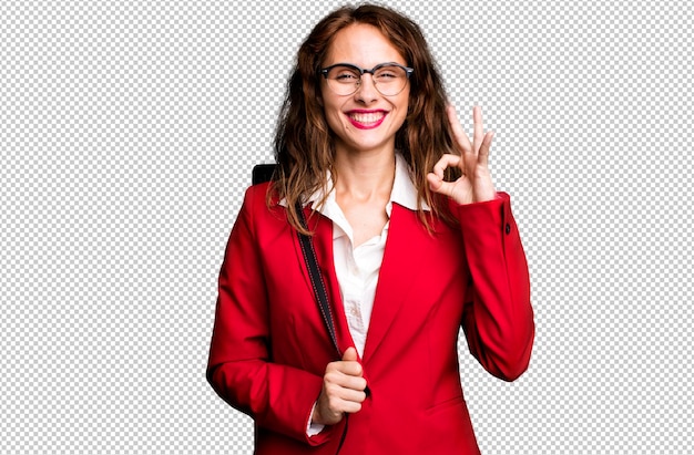 Sentirse feliz mostrando su aprobación con un gesto de "vale"