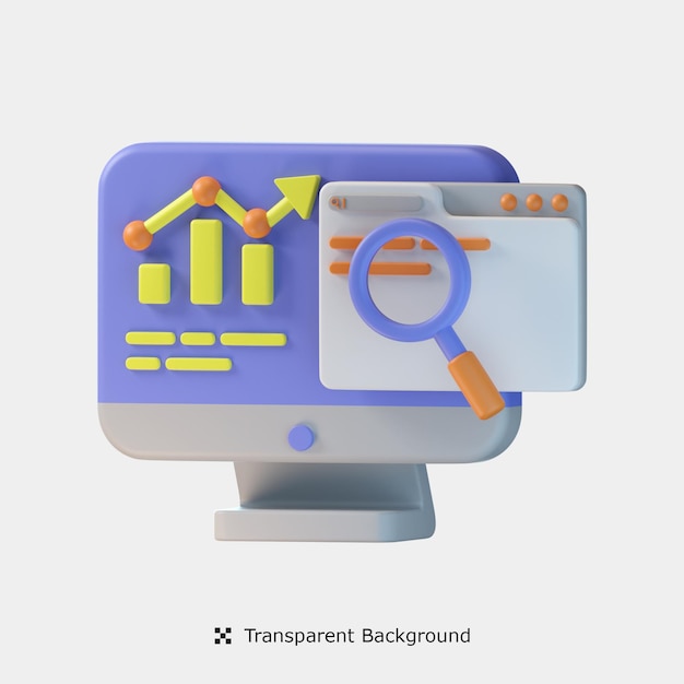 Seo-analyse 3d-symbol-darstellung