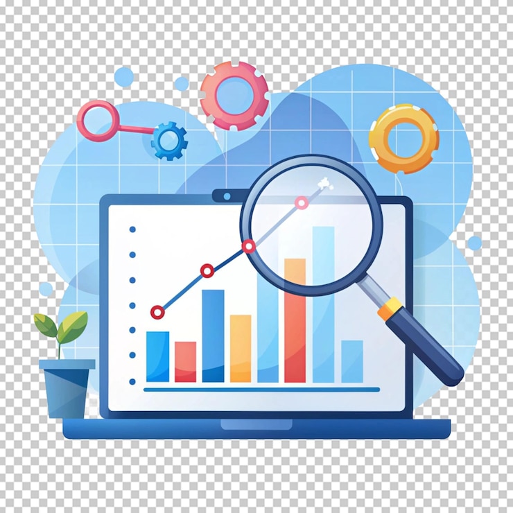 PSD seo analytics concept illustration