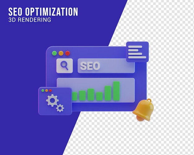 PSD seo-illustrationskonzept, 3d-rendering