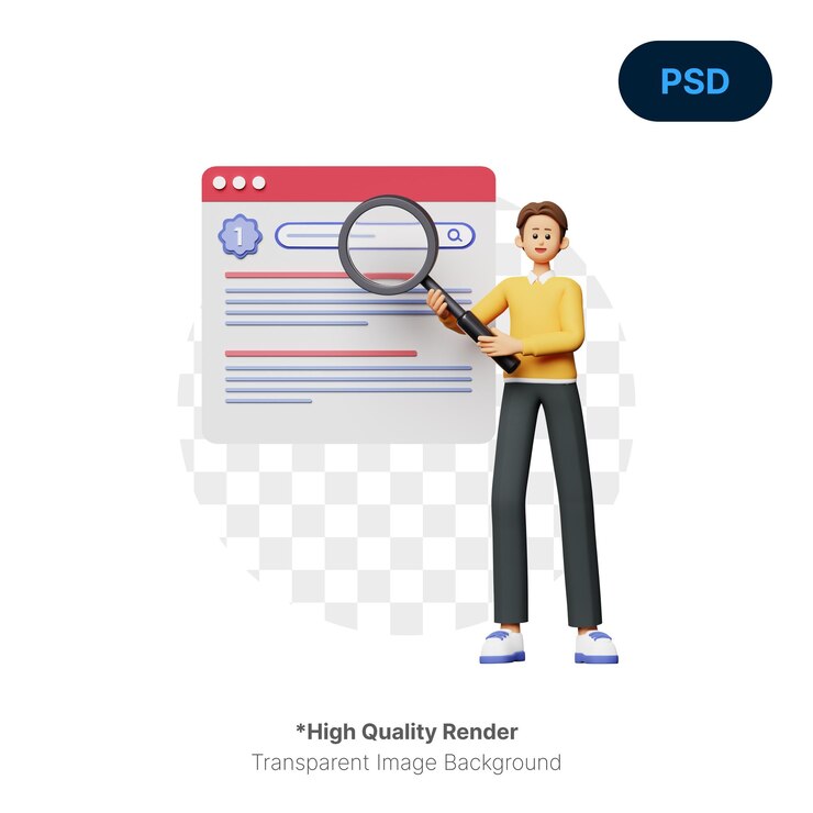 PSD seo marketing ilustração 3d psd premium