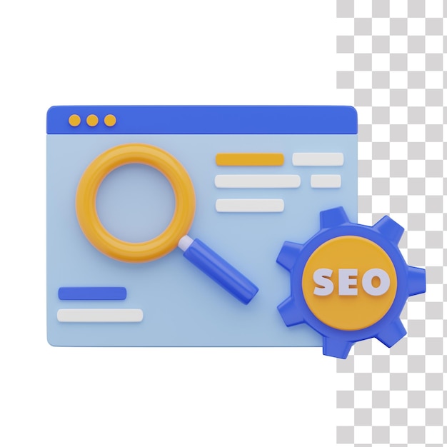 PSD seo-suchmaschine 3d-symbol