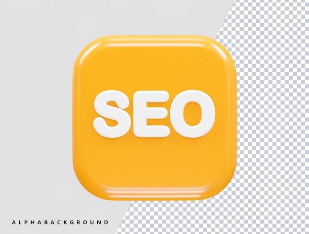 Seo-Symbol 3D-Illustration, die ein transparentes Element darstellt