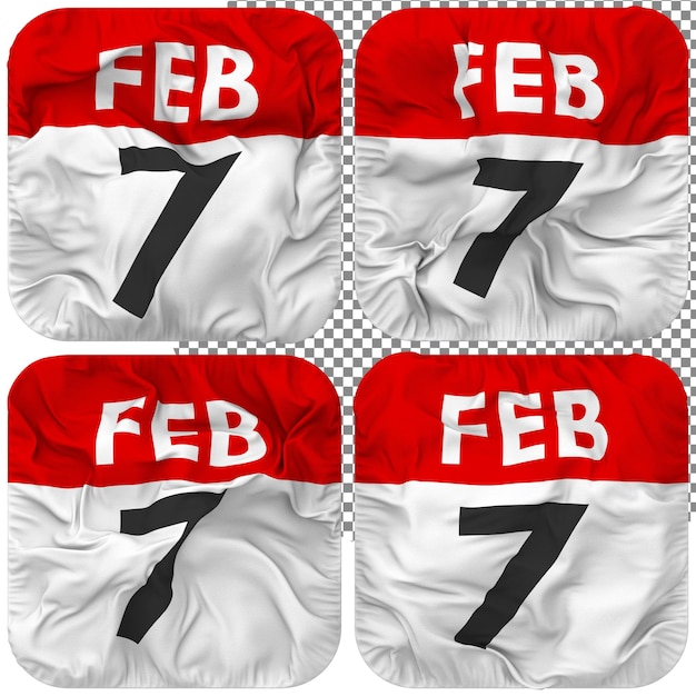 Séptimo 7mo Viernes Fecha Calendario Icono Aislado Cuatro Estilo Ondulado Textura De Protuberancia Representación 3D