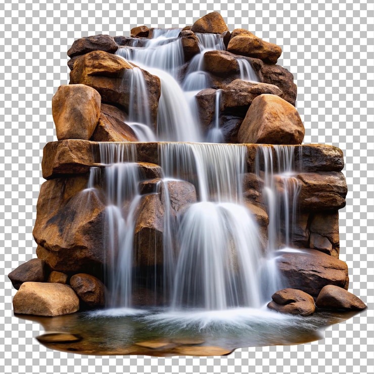 PSD la serena cascada que cae en cascada sobre las rocas marrones