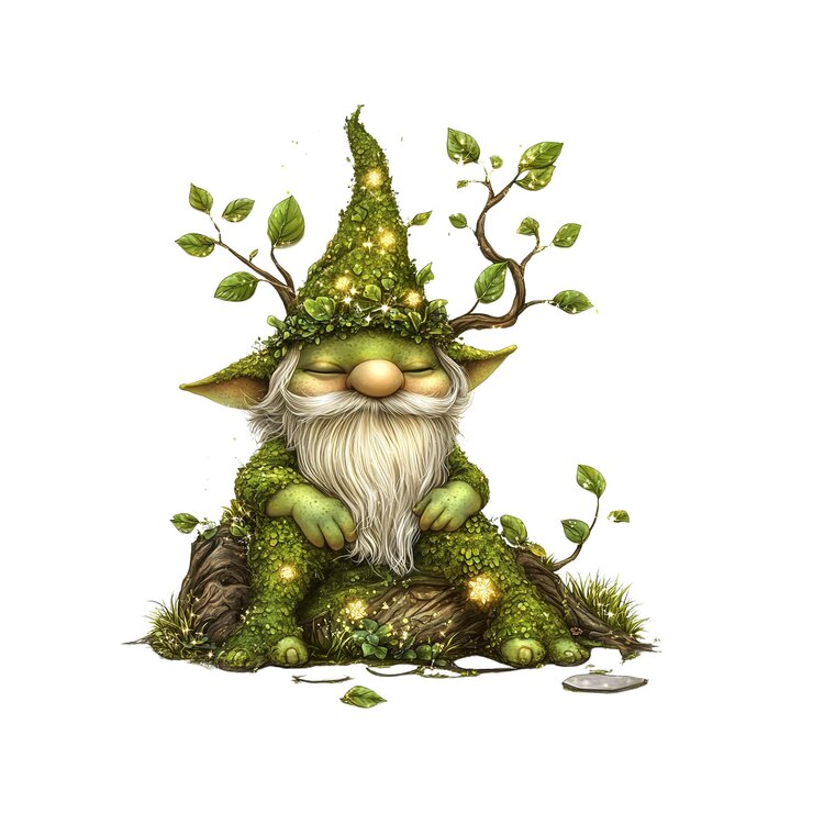 PSD serene moss gnome guardián del bosque mágico