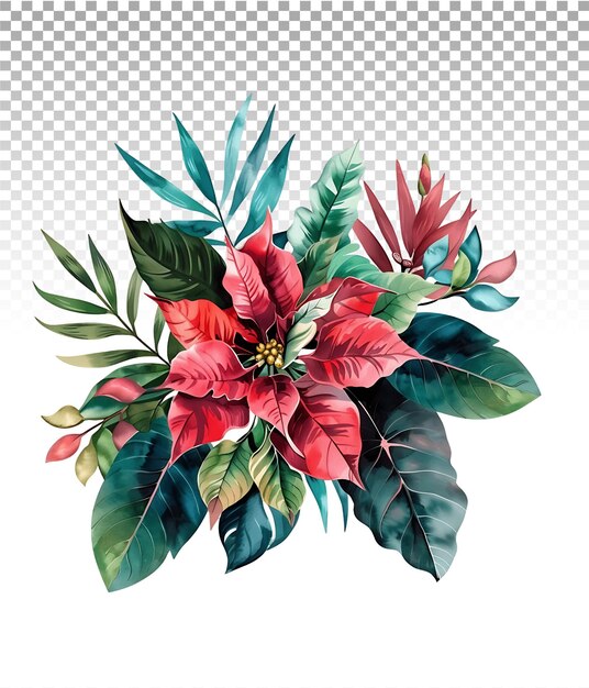 PSD serene poinsettia-illustration in aquarell